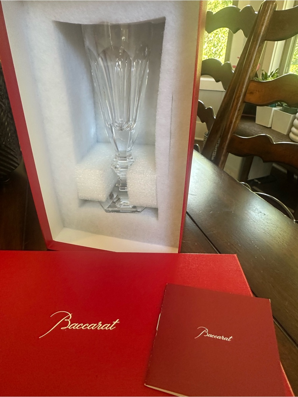 Baccarat Clear Faceted Crystal Champagne Flutes One